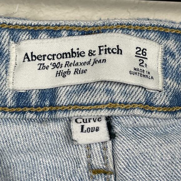 Abercrombie And Fitch The 90's Relaxed Jean High Rise Curve Love Blue 26 - Picture 8 of 16